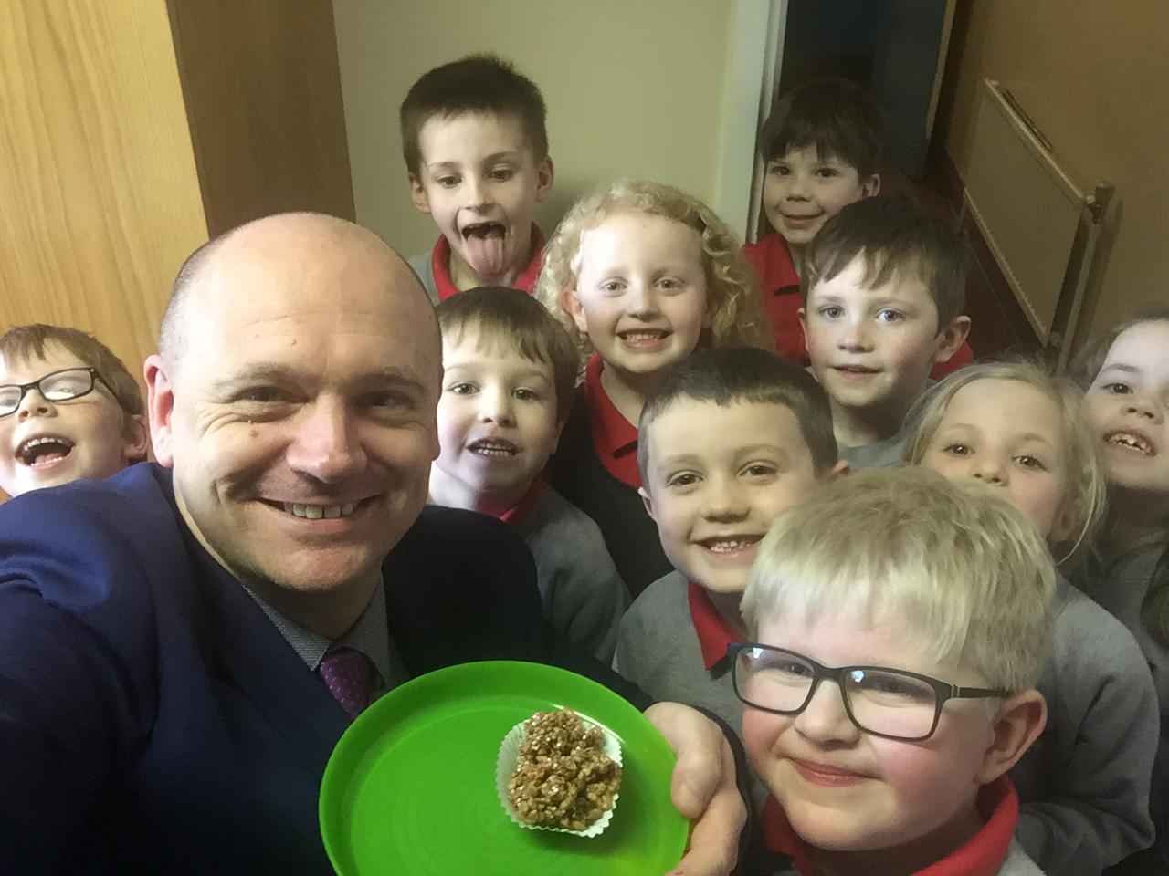 The children in 123 Club made a bun for Mr Peacock